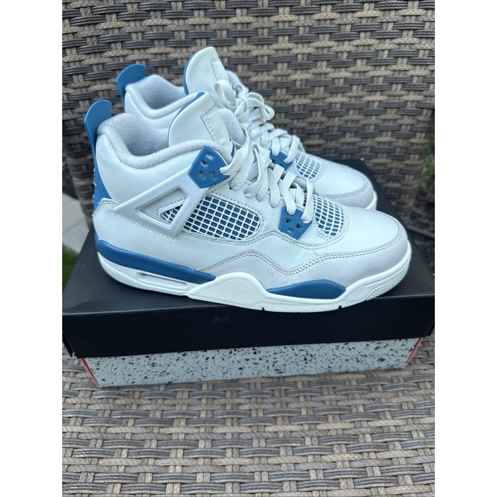 Air Jordan 4 Military blue Kids 6Y White/Blue Leather HF4281-141